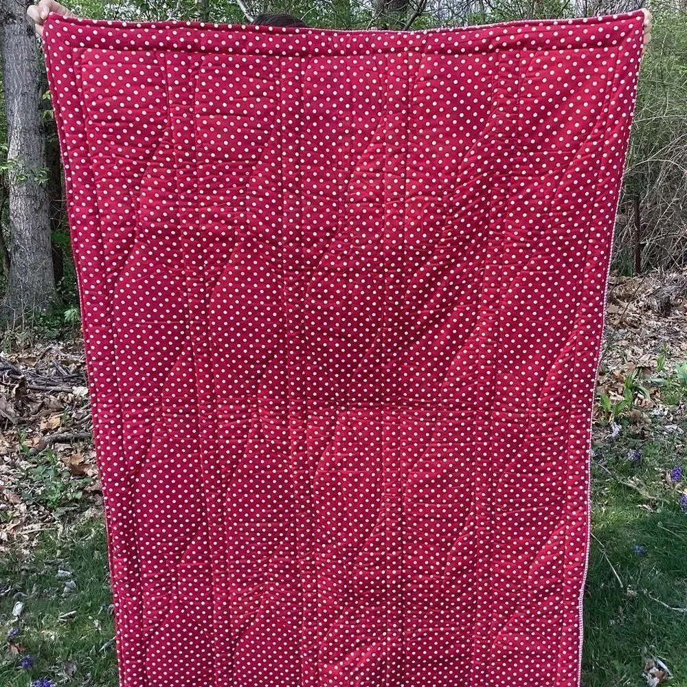NWT Hand Crafted “Red Coins” Quilt
